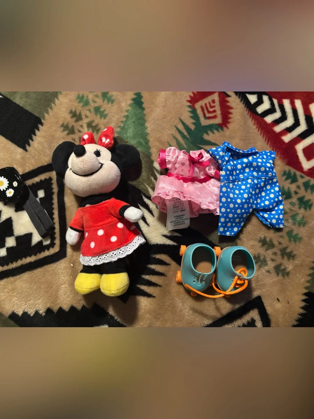Disney Minnie Mouse Plush in Red Polka Dot Dress with Yellow Shoes
